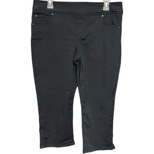 Kim Rodger’s Petite Cotton Blend Capris Pant True Black Mid-Rise Cropped 10P